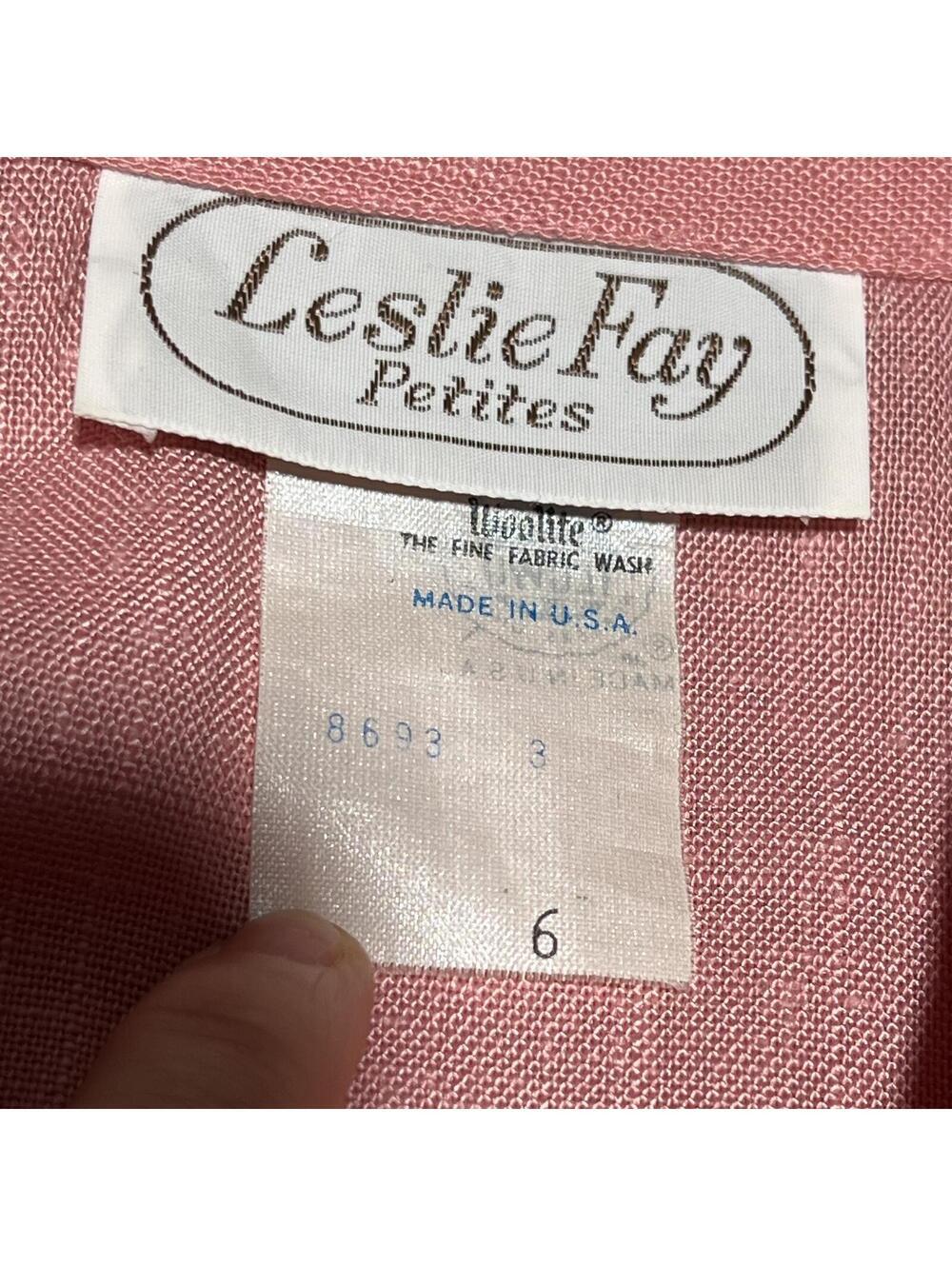 Vintage Leslie Fay Pink Double-Breasted Dress Size 6 - Picture 3 of 4